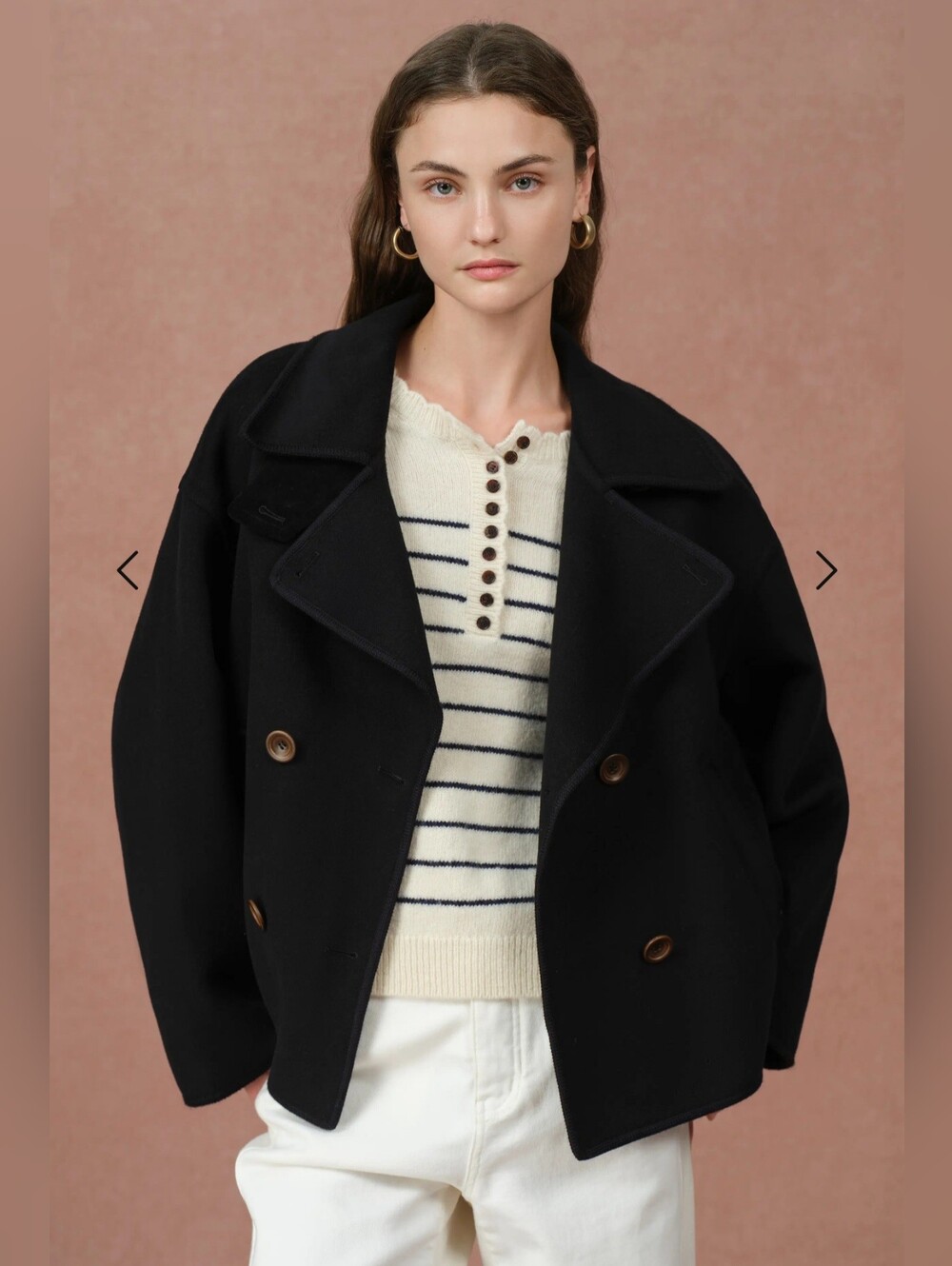 Fabrique Black Oversized Double Faced Coat Jacket 100% Wool Size Small